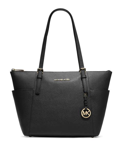 michael kors selma saffiano tote black|michael kors saffiano jet set.